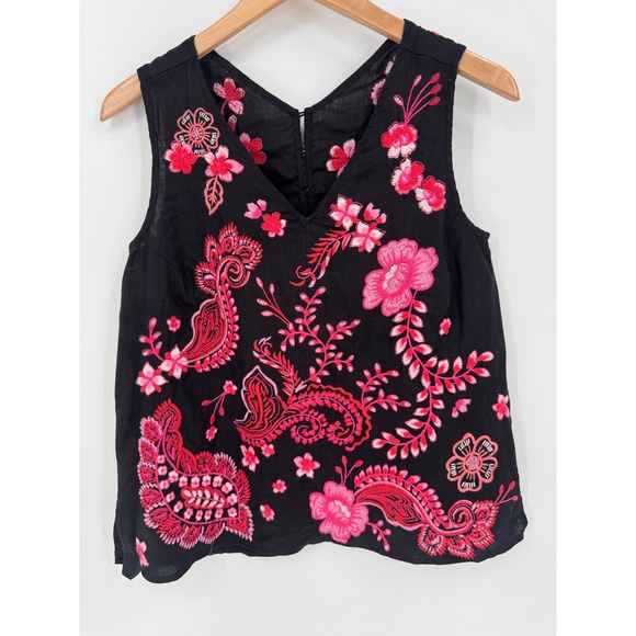 Johnny Was Tops - Johnny Was Embroidered Linen Top w
Small Black Pink Floral Paisley Sleeveless